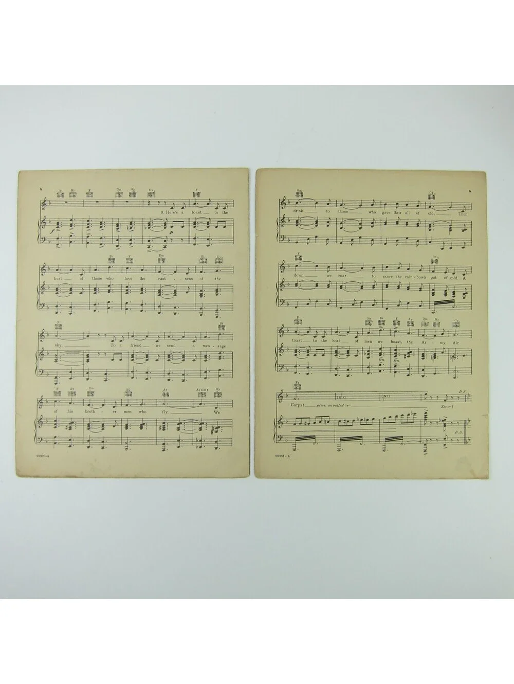 Sheet Music The Army Air Corps US Military Song Robert Crawford Vintage 1939